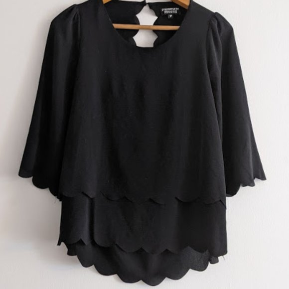 Papermoon Tops - Papermoon Black Scalloped Layered Blouse Size SP